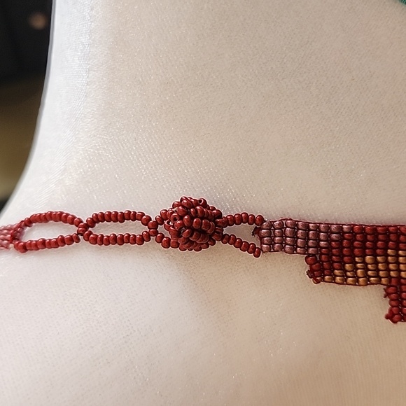 Burgundy Gold Lavender Boho Seed Beaded Fringe Statement Necklace - Picture 4 of 5